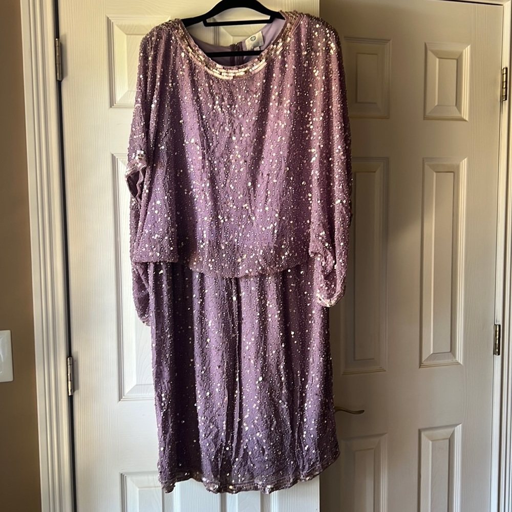Beautiful, lavender, fully beaded dress.